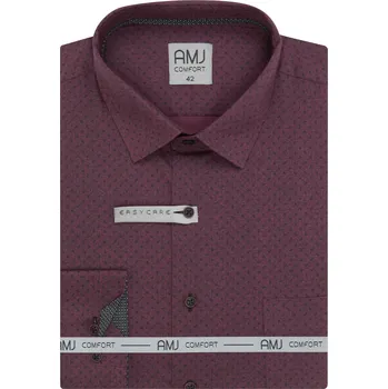 Oblečení a móda Pánská košile AMJ Comfort fit bordó se vzorem velikost: 41, délka rukávu: dlouhý rukáv