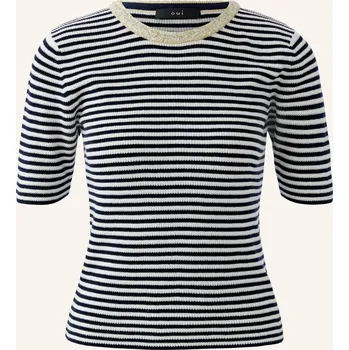 Dámský svetr Oui Dámské Pletené Tričko S Flitry, tmavě modrá / bílá, 34