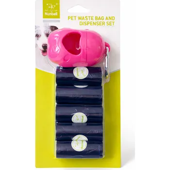 sáček na exkrement Nunbell Sáčky na ekrementy černé + zásobník růžový