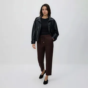 Dámské kalhoty Reserved - Kalhoty s nažehlenými puky - tmavě hnědá - 180IS-89X - 180IS-89X-XL