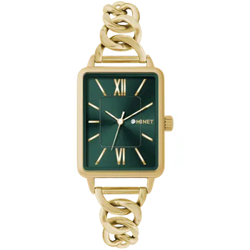 Hodinky MINET Zlato-zelené dámské hodinky SIENA se zlatým ocelovým řemínkem MWL5441