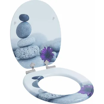 WC sedátko Toaletní sedátko s tlumeným zavíráním Šedý 44 x 38 cm MDF deska