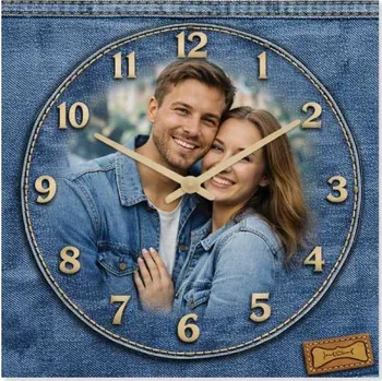 Hodiny Hodiny z vlastní fotografie – džíny 2 - 20x20 cm / Plast / Karikatura
