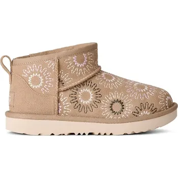 Dívčí obuv Dětské semišové zimní boty UGG KIDS' CLASSIC ULTRA MINI SUN STITCH 1175211K béžová 80X, EUR 31