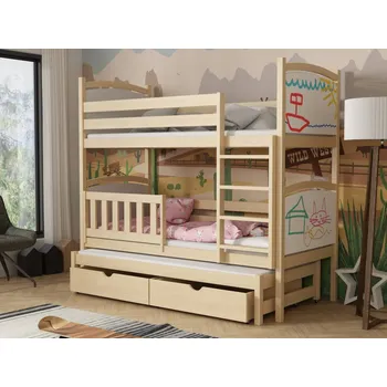 Dětská postel Dětská patrová postel pro 3 - Florida Barva dřeva: Borovice přírodní, 80x180