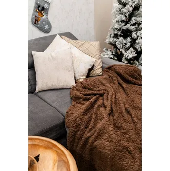 Domácí teploměr HOME STYLING Plyšová deka, 127 x 152 cm, hnědá Nové
