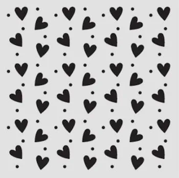Stamperia Plastová šablona 12 × 12 cm Srdíčka a tečky
