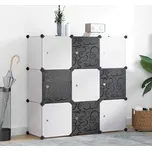 Krychlový organizér s 9 přihrádkami černobílý