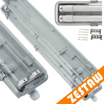 Zářivkové svítidlo Sada 2 hermetických svítidel 120cm + LED trubice pro dílnu a garáž