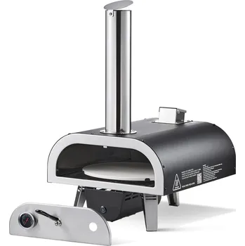 Příprava pizzy Vevor Přenosná pizza kamna 12 in na dřevo/pelety s teploměrem a rotací
