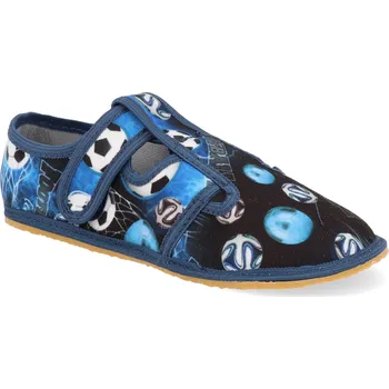 Dívčí bačkory Barefoot dětské přezůvky KTR - Fotbal modré Velikost: 27