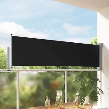 Markýza Zatahovací boční markýza / zástěna na terasu 80 x 300 cm černá
