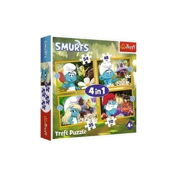 Puzzle PUZZLE 4w1 Życie w Wiosce Smerfów 34664
