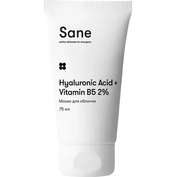 Pleťová maska Sane - Hyaluronic Acid + Vitamin B5 Moisturizing Face Mask - Hydratační maska a kyselinou hyaluronovou - 75 ml