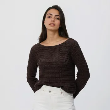 Dámský svetr Reserved - Svetr s volnou vazbou - hnědá - 764IP-88X - 764IP-88X-XXL