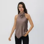 Reserved - Saténový top s krajkou - béžová - 490KH-08X - 490KH-08X-XS