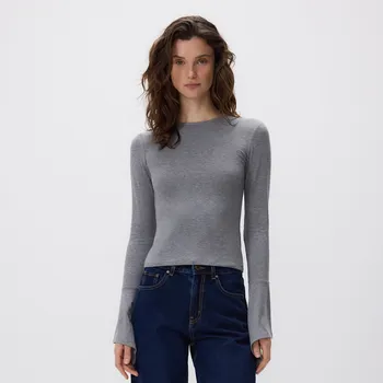 Reserved - Halenka s rozšířenými rukávy - světle šedá - 363JX-09M - 363JX-09M-XL