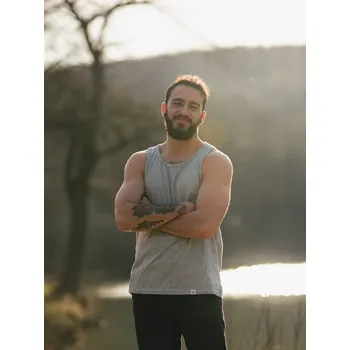 Pánské tílko Pánské tílko Bez potisku - šedé Žíhaně šedá M