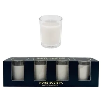 Svíčka Sada čtyř krémových votivních svíček ve skleničce