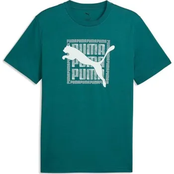 Pánské tričko Pánské triko Puma GRAPHIC WORDING TEE S Tmavě zelená, Bílá