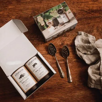 Koření La Plantation Dárková sada Kampotský černý a fermentovaný pepř 2x50g