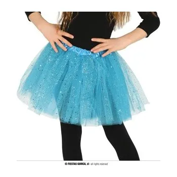 Karnevalový doplněk Dětská tylová sukně Tutu modrá s flitry 30 cm (cs, Guirca)