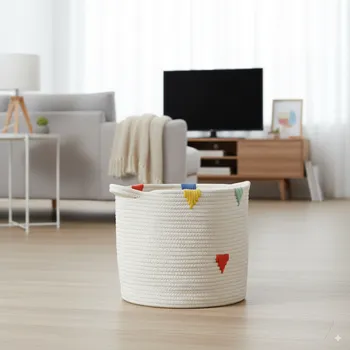 Koš na prádlo marka niezdefiniowana KOŠ NA PRÁDLO/HRAČKY 27 x 24 CM KULATÝ BÍLÝ S BARVANÝM VZOREM VEL. S *4984