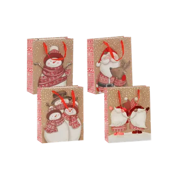 Dárková taška marka niezdefiniowana DÁRKOVÁ TAŠKA VÁNOČNÍ "VÁNOČNÍ POSTAVIČKY" 18 x 24 x 8 CM balení = 12 ks *0634