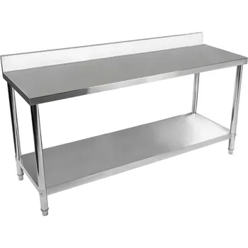 Pracovní stůl z ušlechtilé oceli - ECO - 180 x 60 cm - 250 kg - lemování - Royal Catering RCAT-180/60-N