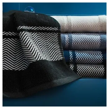 Sprchový závěs Ręcznik | MAIARA | bawełniany czarny z ozdobnym przeszyciem | 70x130 cm | 897226