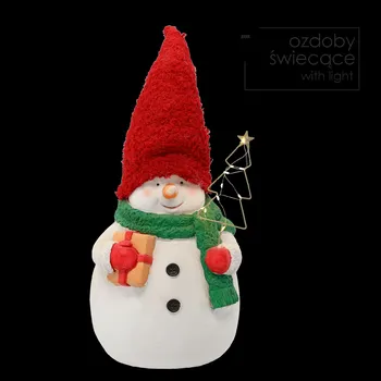 Vánoční dekorace marka niezdefiniowana VÁNOČNÍ SOŠKA - STOJÍCÍ SNEHULÁK S ČERVENOU ČEPICÍ A LED VÁNOČNÍM STROMEČKEM 23 x 20,5 x 32/37 CM balení=1 ks *5388