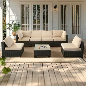 Zahradní sestava Avenberg Casa Rohová Zahradní Souprava 7dílná Tmavě Hnědá