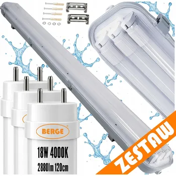 Zářivkové svítidlo LED hermetické svítidlo 120cm 54W 8640lm 4000K + 3x prémiové LED trubice