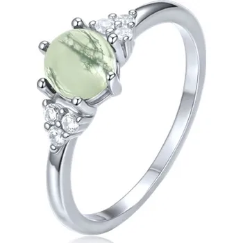 Prsten Dámský stříbrný prsten s mechovým achátem STRP0651F