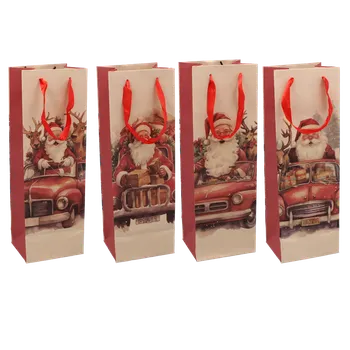 Dárková taška marka niezdefiniowana Dárková taška vánoční na víno "Mikuláš" 36 x 12 x 10 cm balení=12 ks *0627