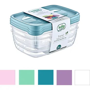 Dóza na potraviny Hobby Life SADA 3 OBDELNÍKOVÝCH NÁDOB TREND BOX 1,2L *8878
