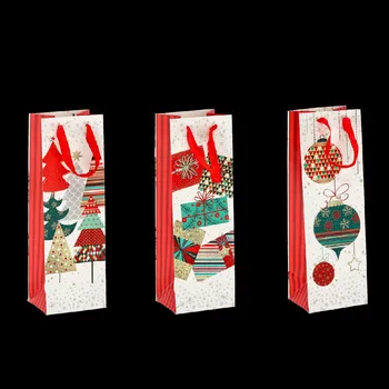 Dárková taška marka niezdefiniowana VÁNOČNÍ DÁRKOVÁ TAŠKA NA VÍNO 36 x 12 x 10 CM bal=12ks *0757