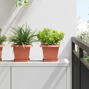 Truhlík Čtvercový květináč 6 pcs Cihlově červená 20 x 20 x 16 cm Plast