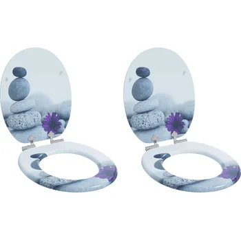 WC sedátko Toaletní sedátko s tlumeným zavíráním 2 pcs Šedý 44 x 38 cm