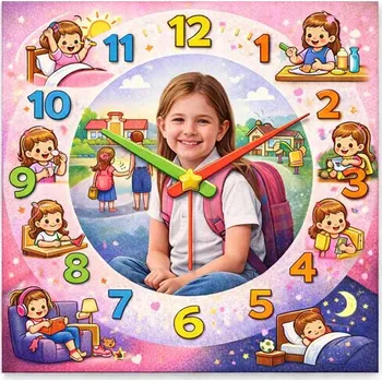Hodiny Hodiny z vlastní fotografie - škola holka - 20x20 cm / Plast / Klasický