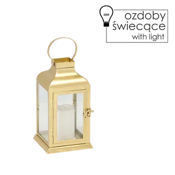 Vánoční dekorace marka niezdefiniowana Lampion 11 x 11 x 22 cm LED kovový zlatý *0900