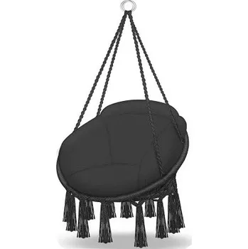 Křeslo Závěsné křeslo s velkým polštářem, nosnost 200 kg, černé - N TILLVEX