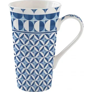 Easy Life, Itálie Easy Life - Porcelánový hrnek velký Geometric Blue v dárkové krabičce - 600 ml
