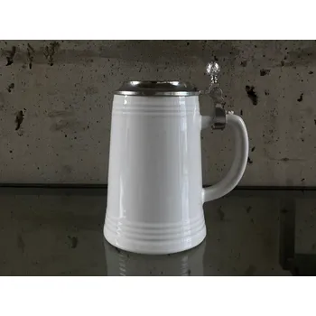 Sklenice Keramický pivní krýgl s cínovým víkem – Objem 500 ml