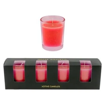 Svíčka Sada čtyř červených votivních svíček ve skleničce