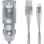 Riva Power 4225 TD2 duální automobilový adaptér 3,4A/2xUSB, transparentní + Mfi Apple Lightning kabel