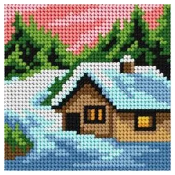 Set školních potřeb Haft. Moje pierwsze wyszywanie - Domek zima