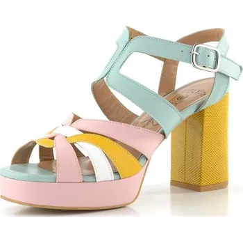 Dámské sandále Fly London sandály na podpatku yellow/pale pink/white/spearmint P145455001 - 39 | P703143