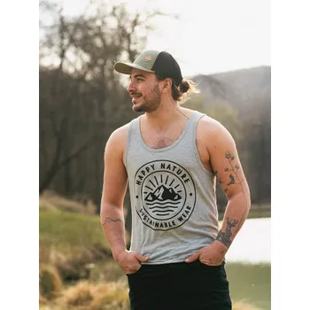 Pánské tílko Pánské tílko Happy Nature logo - šedé Žíhaně šedá L