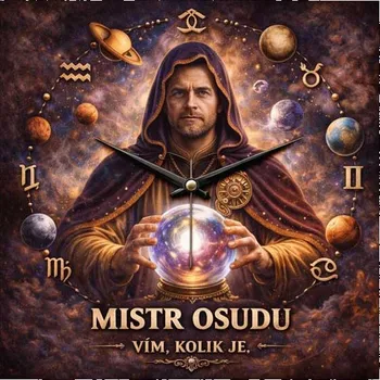 Hodiny Hodiny z vlastní fotografie - parodie na věštce - 20x20 cm / Plast / Přehnané rysy